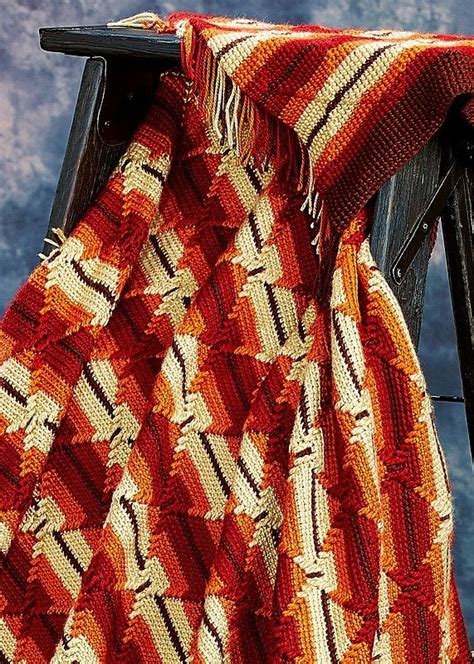 Indian Summer Navajo Afghan Close Up View Crochet