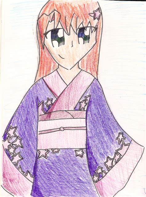 Kimono Wearing Anime Girl By Flutefrog On Deviantart