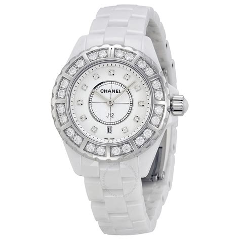 Chanel J12 Diamond Bezel White Ceramic Ladies Watch H2429 J12