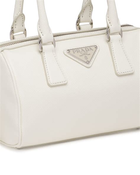 White Saffiano Leather Top Handle Bag Prada