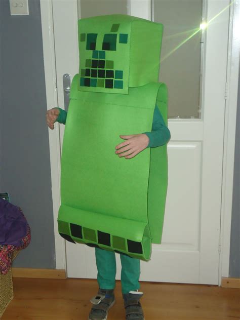 Minecraft Creeper Costume From Felt Made By Me Creeper Costume Costumes Halloween