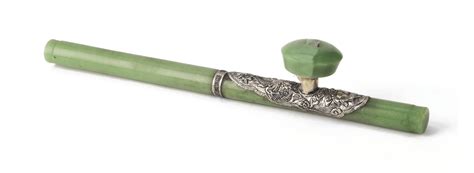 A Chinese Jade Silver Mounted Opium Pipe 20th Century Christies