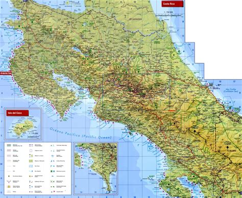 Large Detailed Map Of Costa Rica With Cities And Towns Costa Rica Map