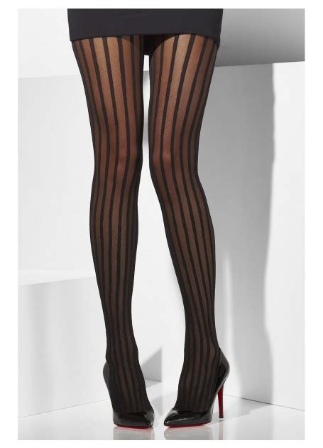 Black Sheer Tights With Vertical Stripes Abracadabra Fancy Dress