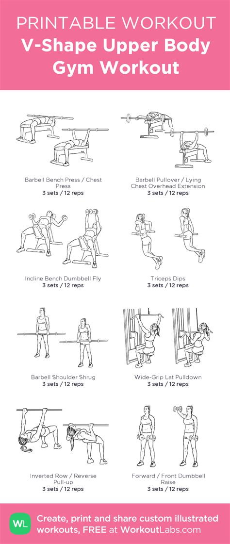 3 sets, 25 reps + 5 more exercises V-Shape Upper Body Gym Workout: my visual workout created ...