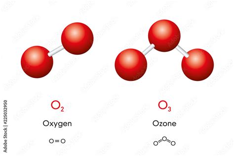 Oxygen O2 And Ozone O3 Molecule Models And Chemical Formulas Dioxygen