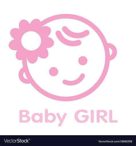 Baby Girl Face Icon Symbol Isolated Background Vector Image