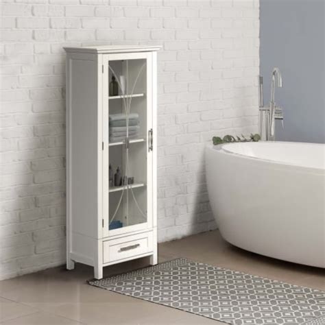Elegant Home Fashions Wooden Bathroom Linen Cabinet Standing Tall