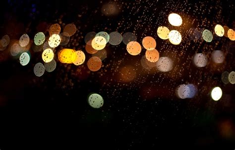 Wallpaper Glass Drops Macro Night Lights Rain Colorful Bokeh
