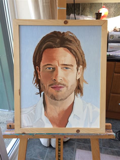 Brad Pitt Original Oil Painting Celebrity Portrait American Etsy
