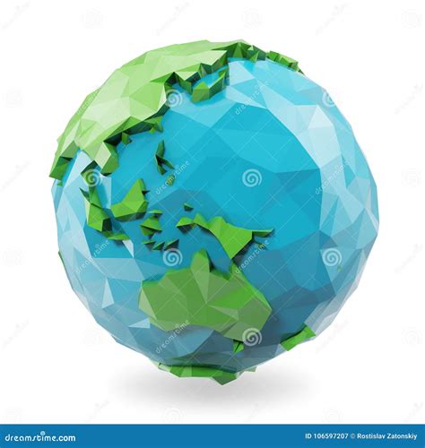 3d Rendering Low Poly Earth Globe Illustration Polygonal Globe Icon