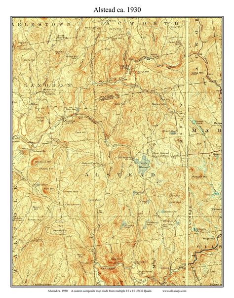 Alstead 1930 Custom Usgs Old Topo Map New Hampshire Cheshire Co