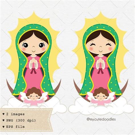 Our Lady Of Guadalupe Clipart Virgen Illustration Virgencita Etsy