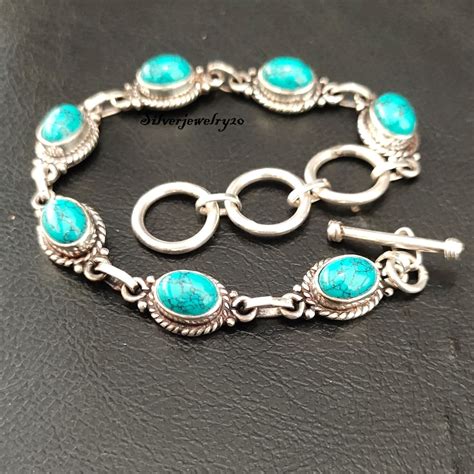 Turquoise Bracelet Sterling Silver Bracelet Adjustable Bracelet