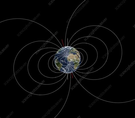 Earth's magnetic field and axes, illustration - Stock Image - C038/7834 ...