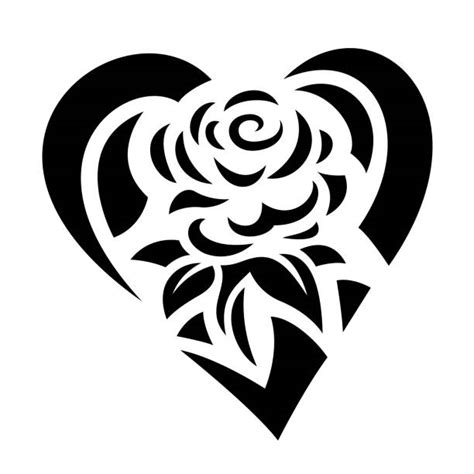 Tribal Heart And Flower Tattoo Designs