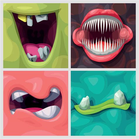 Cartoon Various Colorful Monster Mouths In Set 26297400 Vector Art At