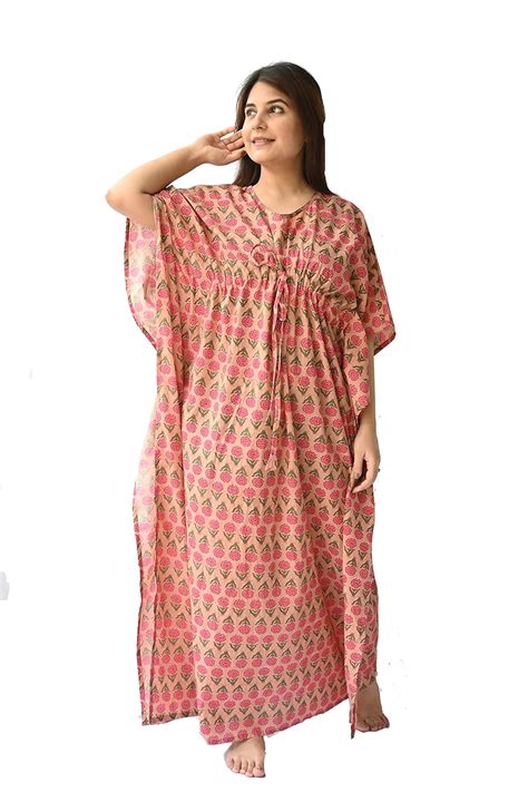 Buy Crafiqa Womens Jaipuri Printed 100 Cotton Kaftan Nightdress Nighties Sleep Wear Maxi