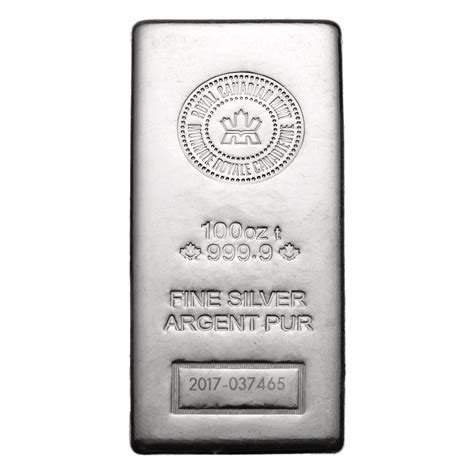 Silver Bar 100 Oz Royal Canadian Mint 9999 New Design Canadian Pmx
