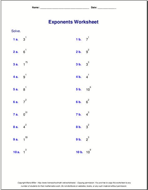Plug into our exponents worksheets and express a number in standard, expanded, and exponential forms, and become adept at identifying the base and exponents from an exponential notation and writing the given numerals and variables in an exponential form with this bunch of pdf worksheets. Free exponents worksheets