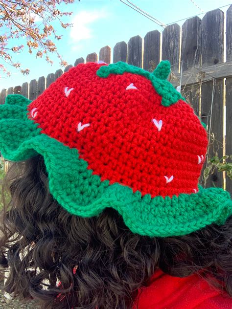 Crochet Adult Strawberry Bucket Hat Pattern Add On Etsy España