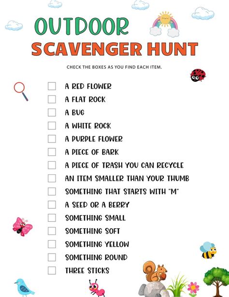 Outdoor Scavenger Hunt For Kids Printable Sixteenth Streets