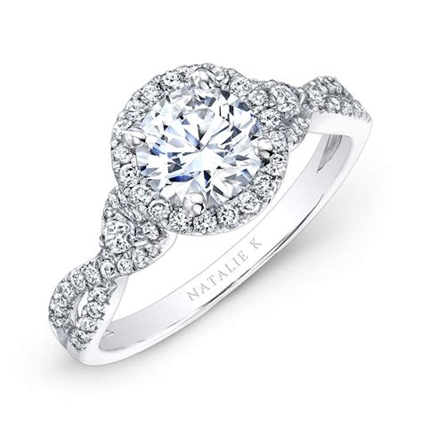 18k White Gold Halo Diamond Engagement Ring Nk26281 W