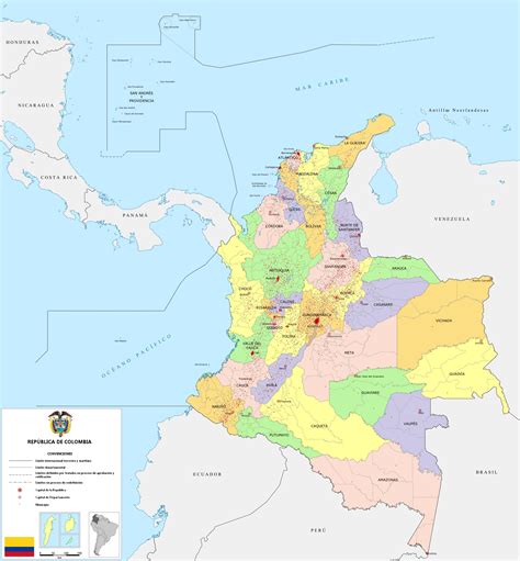 Mapa Político De Colombia Tamaño Completo Ex