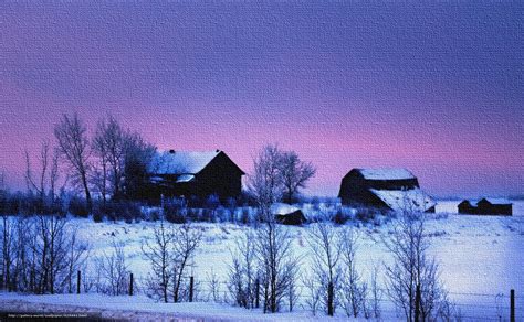 Красный закат зимой в деревне фото и картинки Abrakadabrafun