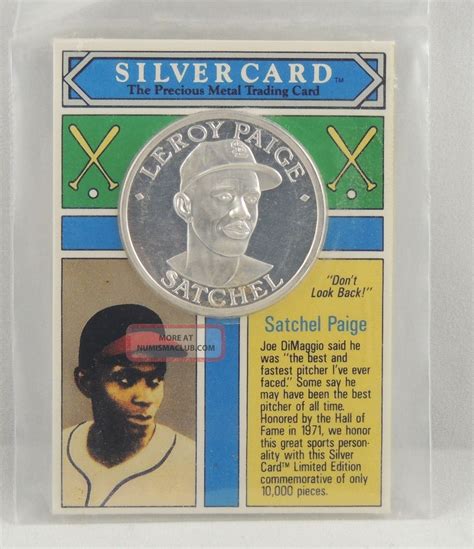 Satchel Paige Silver Card 1 Oz 999 Silver Commemorative 1993 Limited