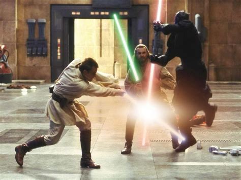 Obi Wan Kenobi And Qui Gon Jinn Fight Against Darth Maul Episode I