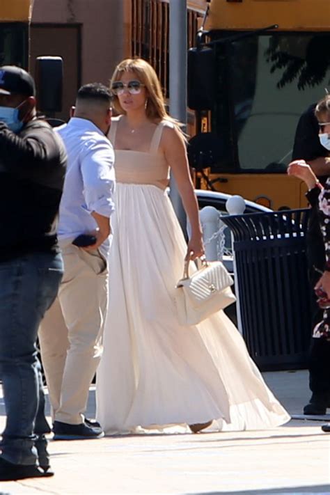 Jennifer Lopez Is Summery In A Flowing Cutout Dress And Platform Sandals