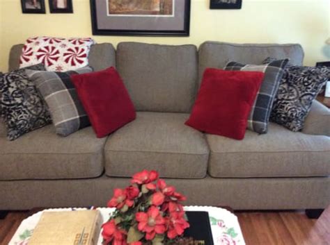 Red Plaid Sofa Broyhill Baci Living Room