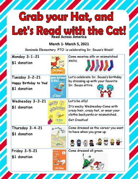 Dr Seuss Read Across America Week Seminole Elementary