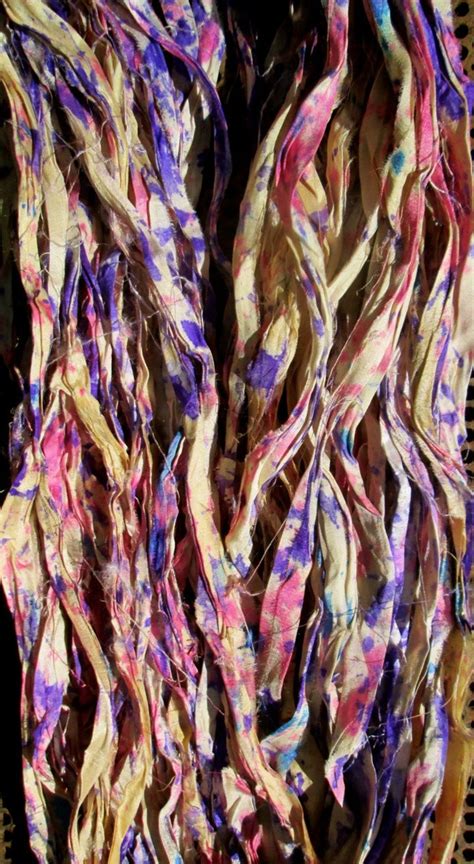 Pinkurples Recycled Sari Silk Thin Ribbon Yarn 5 Or 10 Yards Etsy