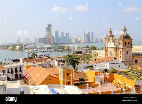 Cartagena Colombia Skyline Historic City Center Bocagrande And Port