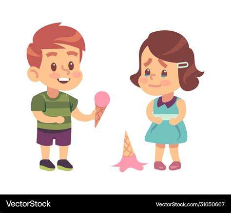 Polite Children Cute Boy Treats Thankful Girl Vector Image