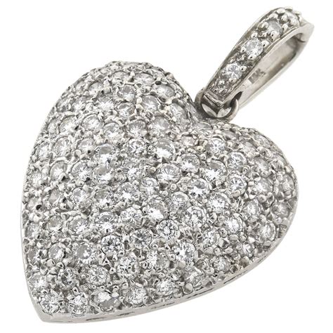 Vintage Large 14kt Pavé Diamond Heart Pendant 250ctw A Brandt Son