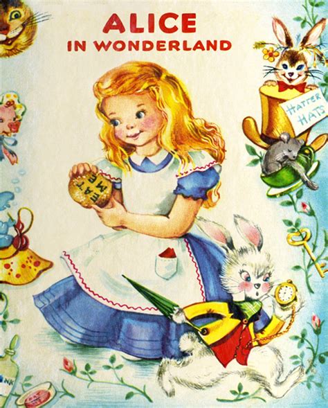 Alice In Wonderland Vintage Storybook Childrens Fabric Panels 36 X 44
