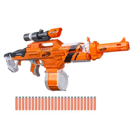 A deco version features a purple llama pattern across the body. Nerf N-Strike Elite AccuStrike Stratohawk Orange Rapid ...