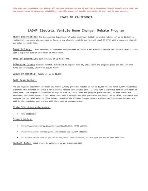 Ladwp Electric Vehicle Rebate