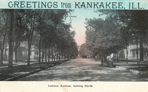 Kankakee Illinois~indiana Avenue North~greetings Postcard With Tinted