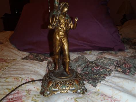Vintage Table Lamp Brass Pewter Boy Holding Bugle Collectors Weekly