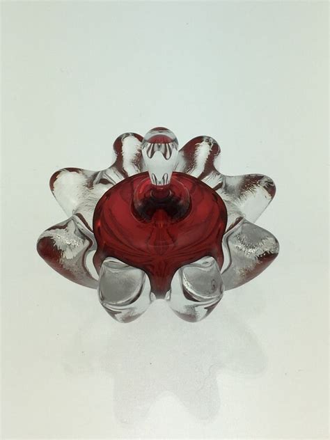 Hand Blown Glass Perfume Bottle Red Optic By Jonathan