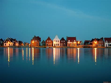 Wallpaper Sea City Cityscape Night Lake Reflection Skyline