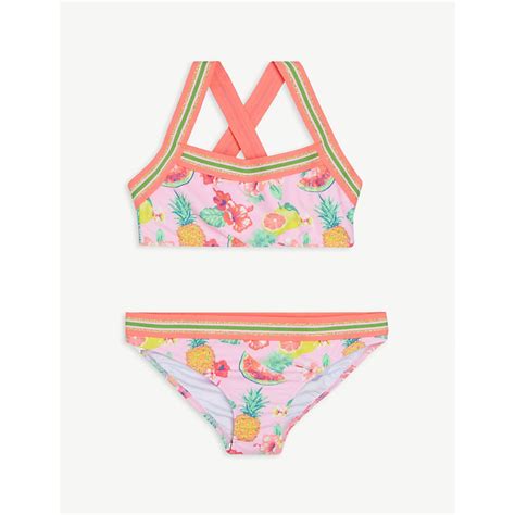 Sunuva Girls Pink Kids Fruit And Floral Print Woven Bikini Set 3 12