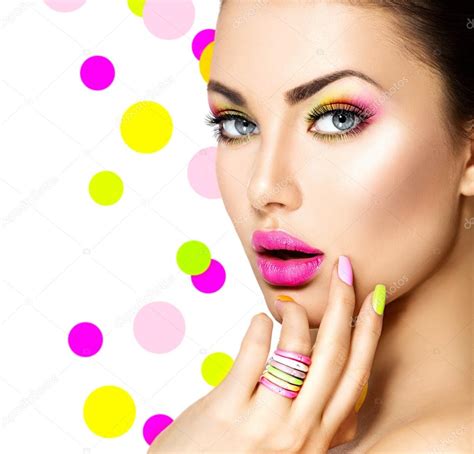 Beauty Girl With Colorful Makeup — Stock Photo © Subbotina 74138845