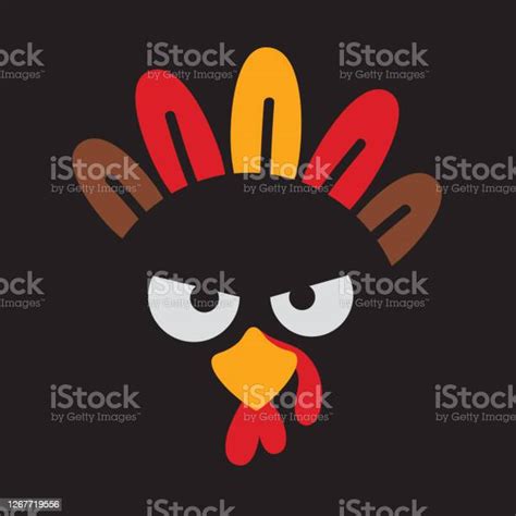 Angry Funny Turkey Face Vector Illustration Stock Illustration