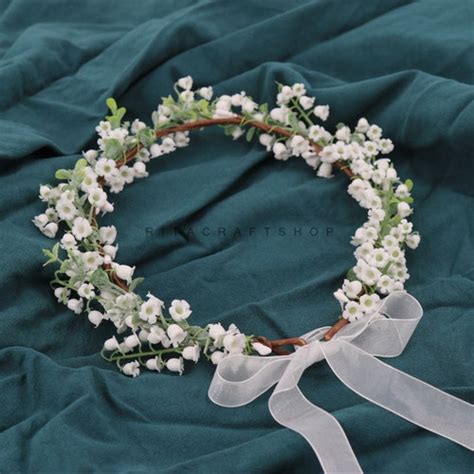 Wedding Flower Crown Lily Of The Valley Bridal Veil Etsy