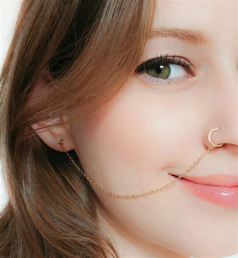 Nose Ring Chainnose Ring Hoop Ear Chain Nose Ring Nose Ring Etsy